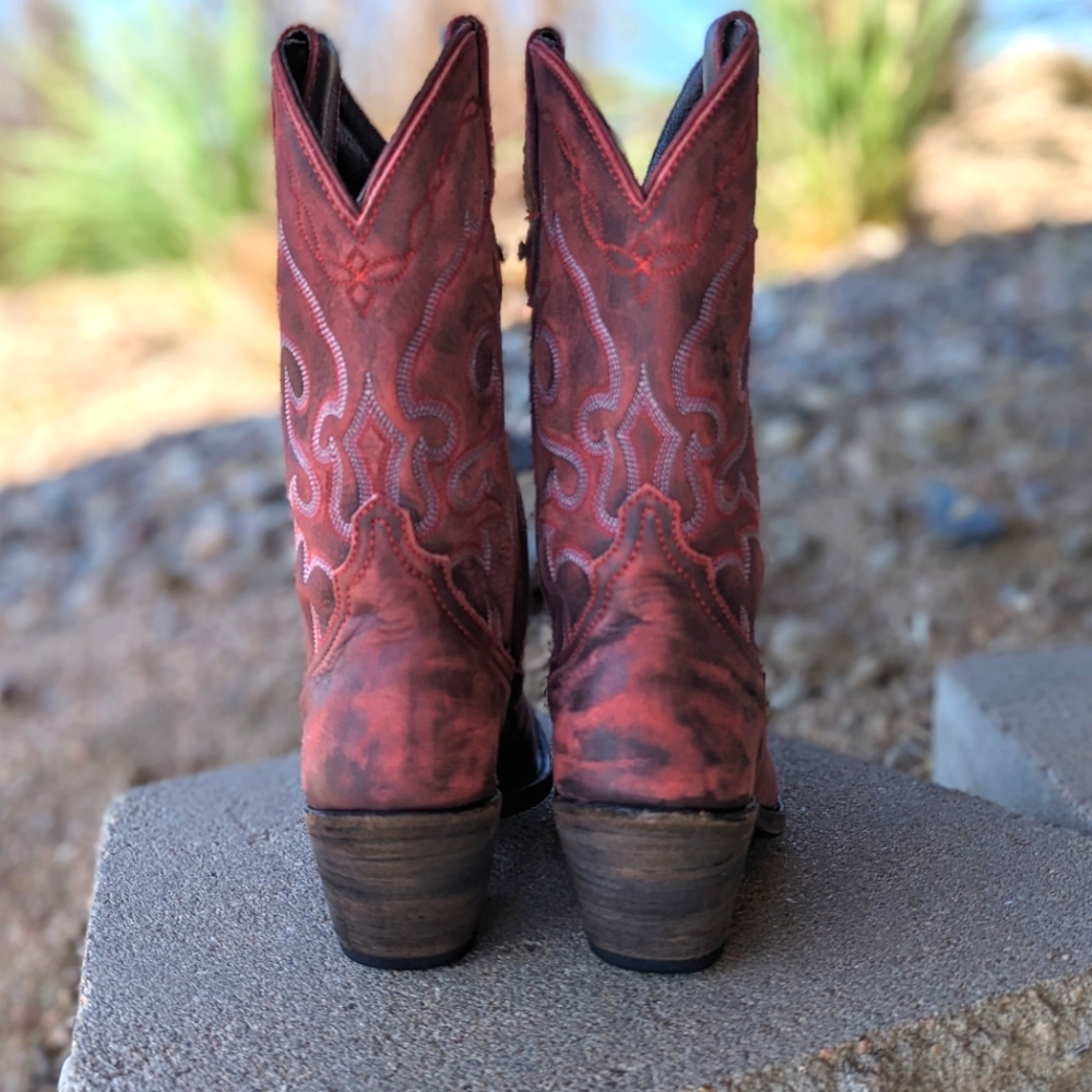 LIBERTY BLACK LB711219C Sienna classic snip toe cowgirl boot Vintage Rojo Red 7 - Picture 7 of 16